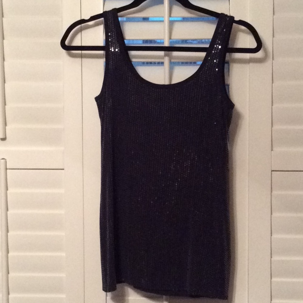 Deep Navy Blue Sequined tank top so classy